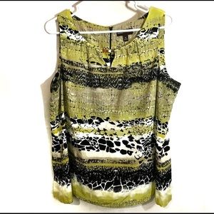 Dana Buchman yellow animal print top size XL